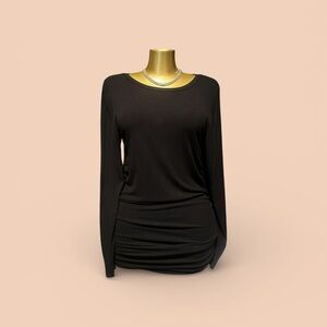 Elegant Black Long Sleeve Mini Dress